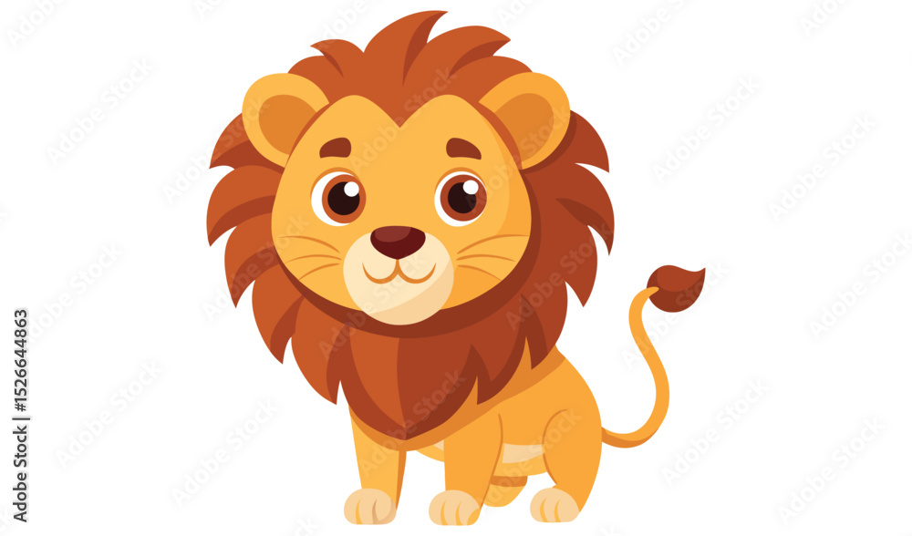 Fototapeta premium Cute cartoon lion cub illustration