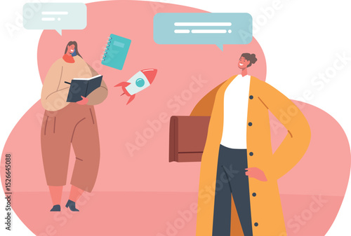 Businesswoman partnership and collaboration vector illustration