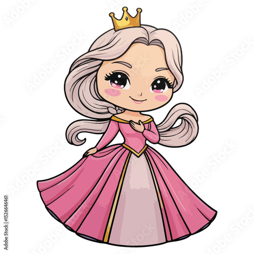 Icon Set of Adorable Princess Characters in Gowns