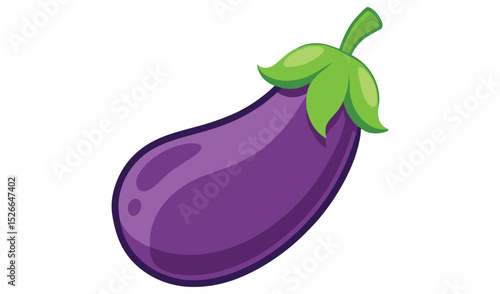 Cartoon illustration of a single purple eggplant