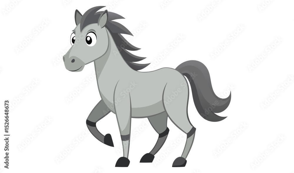 Obraz premium Cute cartoon grey horse illustration