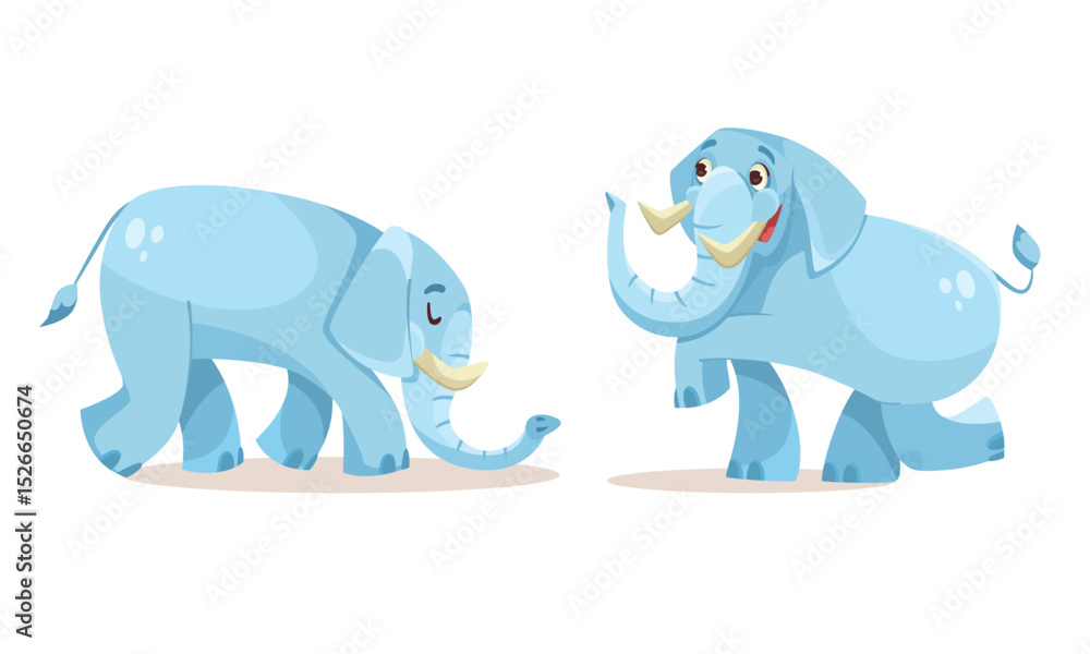 Fototapeta premium A cheerful and vibrant illustration of playful blue elephants designed specifically for kids