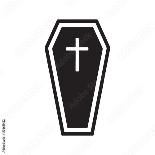 Coffin silhouette vector icon with a cross