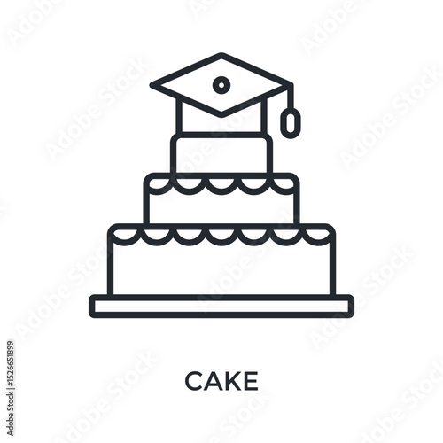 Cake Icon Outline Style. Vector Illustration For Graphic Design