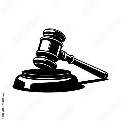 Gavel A Black and White Illustration of Judicial Power