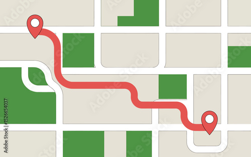 Minimalist GPS Route Map Illustration A Simple Guide to Navigation