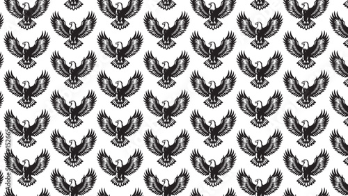 seamless pattern with eagles black vector silhouette