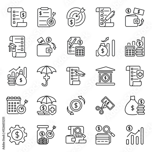 financial management editable strokes line icons. Suitable for presentations, infographics, websites, and educational materials on money management.