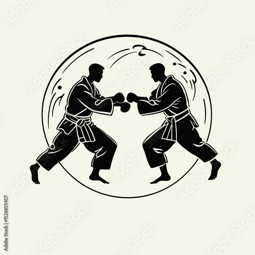 Martial Arts Duel Silhouette