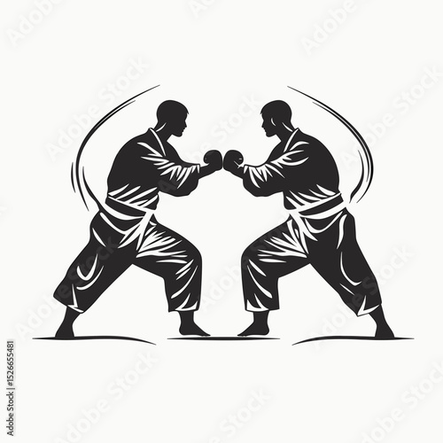 Martial Arts Duel Silhouette