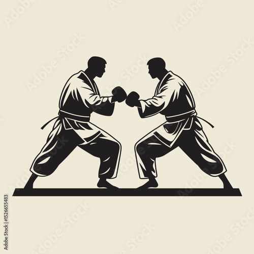 Martial Arts Duel Silhouette