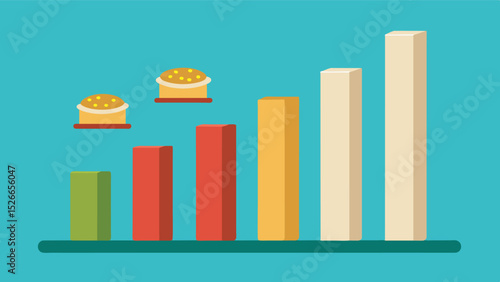 A bar graph with a tall dominant bar followed by a series of much smaller bars emphasizing the decreasing trend in food production compared to previous years.. Vector illustration