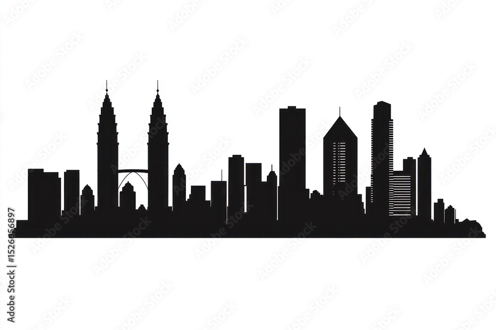 Obraz premium Modern Kuala lumpur city silhouette architecture landscape.