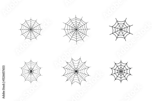 Artistic black and white spider web vector illustration