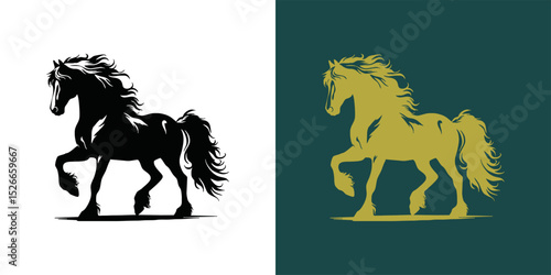 Modern horse silhouette logo. Vector illustration template, Horse gallop emblem. Nature-inspired badge design, Equine logo. Horse silhouette icon, Majestic horse symbol. Premium brand identity concept