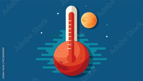 A thermometer with a mercury level that has risen far past the normal range symbolizing the alarming rise in global temperatures.. Vector illustration