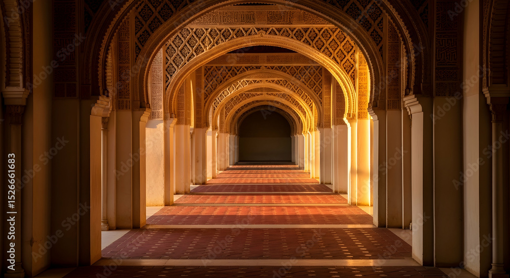 Fototapeta premium Arches And Light Architectural Marvel In Old World Structure