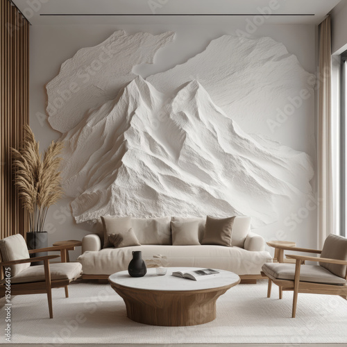 Wallpaper Mural A modern, minimalist living room interior with neutral tones and Scandinavian design. High quality photo Torontodigital.ca