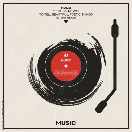 Vinyl record. Turntable. Music poster. Music cover. Music background vector illustration.