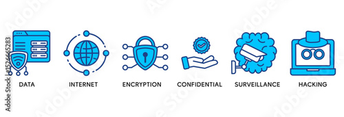 Privacy icon set vector illustration concept relate to data, internet, encryption, confidential, surveillance and hacking