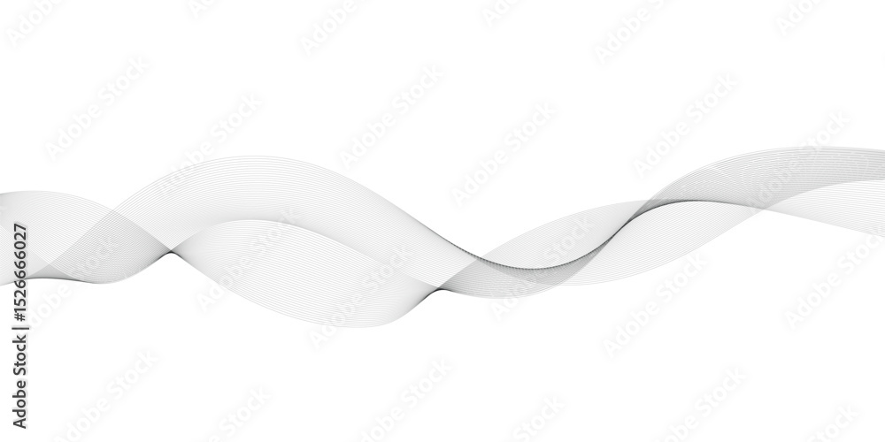 Fototapeta premium Gray and white abstract background with flowing particles. Abstract wave element for design. Digital frequency track equalizer. Stylized line art background
