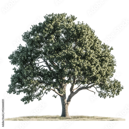 A Swamp White Oak Tree 2D flat vector illustration, isolated on a white background.
