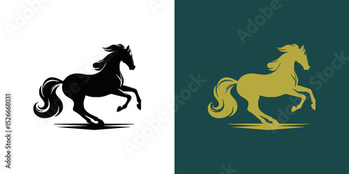 Modern horse silhouette logo. Vector illustration template, Horse gallop emblem. Nature-inspired badge design, Equine logo. Horse silhouette icon, Majestic horse symbol. Premium brand identity concept