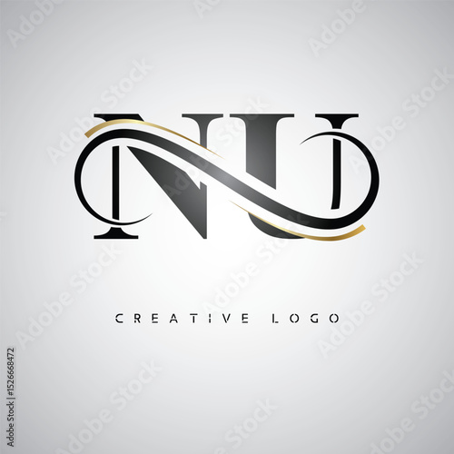 NU Creative Letter Logo with Infinity Symbol – Elegant Minimal Monogram Design for Premium Business Branding, Identity, and Modern Typography"