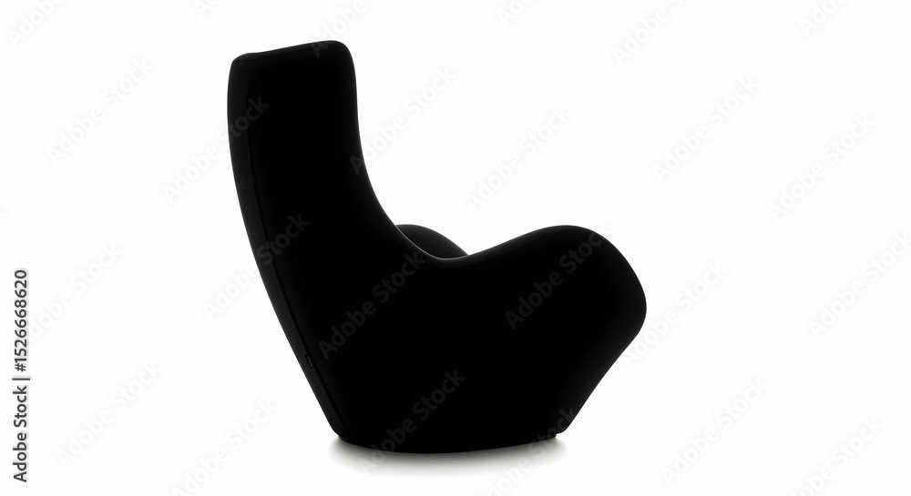 Elegant Black Accent Chair On White Background In Minimalist Style Elegant Black Accent Chair On White Background In Minimalist Style