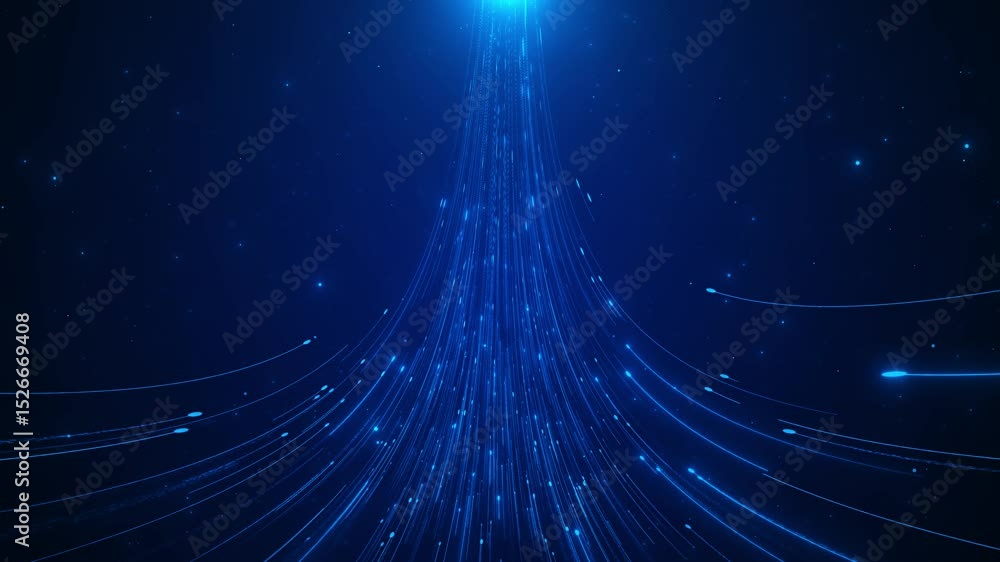 Data sorting. Abstract digital background. Big data visualization. 4k animation. Abstract Technology Background. Binary data and streaming code. 3d animation digital data wave with glowing particles