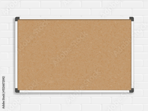 Blank office cork bulletin board template for business. Vector mockup