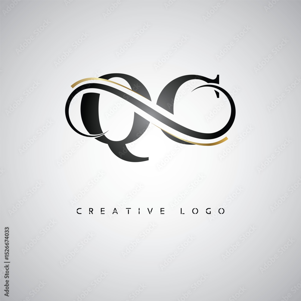 Obraz premium QC Creative Letter Logo with Infinity Symbol – Elegant Minimal Monogram Design for Premium Business Branding, Identity, and Modern Typography