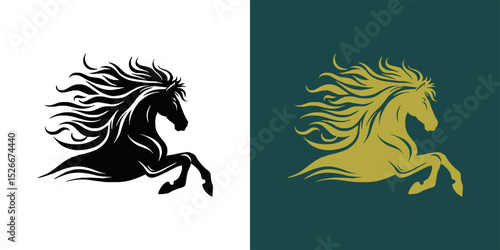 Modern horse silhouette logo. Vector illustration template, Horse gallop emblem. Nature-inspired badge design, Equine logo. Horse silhouette icon, Majestic horse symbol. Premium brand identity concept