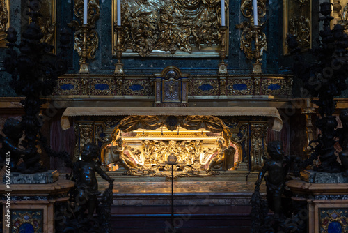 Photography Detail of the altar dedicated to Ignatius of Loyola at 
Chiesa del Santissimo No