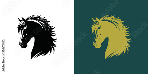 Modern horse silhouette logo. Vector illustration template, Horse gallop emblem. Nature-inspired badge design, Equine logo. Horse silhouette icon, Majestic horse symbol. Premium brand identity concept