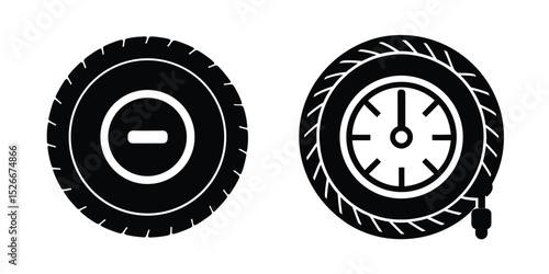 Car tire silhouette with elegant spoke pattern on white background
