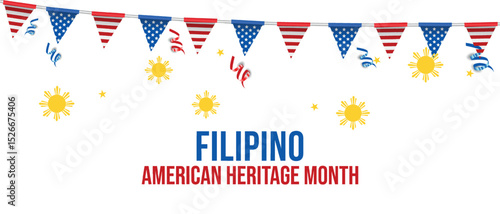 Filipino American History Month, filipino flag, flipino color patterns, realistic vector illustration 
Celebration