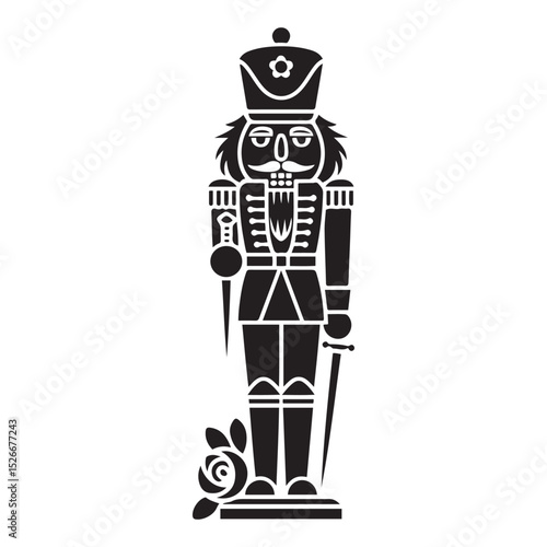 Nutcracker art. Vector black silhouette. with white background