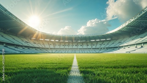 Morning Sun Over a Grand Stadium
