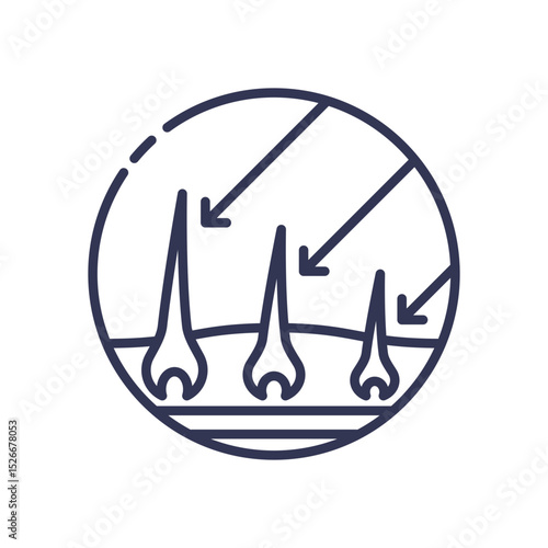 Illustration of hair follicles with arrows indicating hair loss.