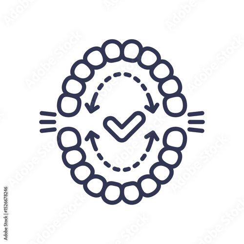 Circular arrows and checkmark symbolize continuous improvement and alignment.