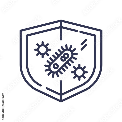 Shield icon with germs symbolizes protection against infection.