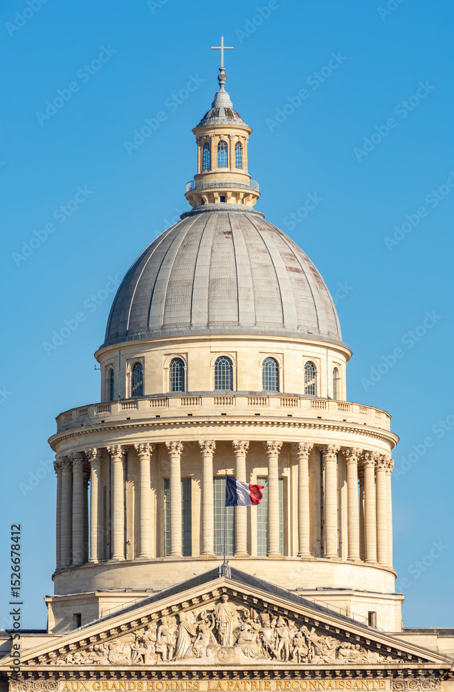 Obraz premium Dome of Pantheon building in Latin quarter, Paris, France