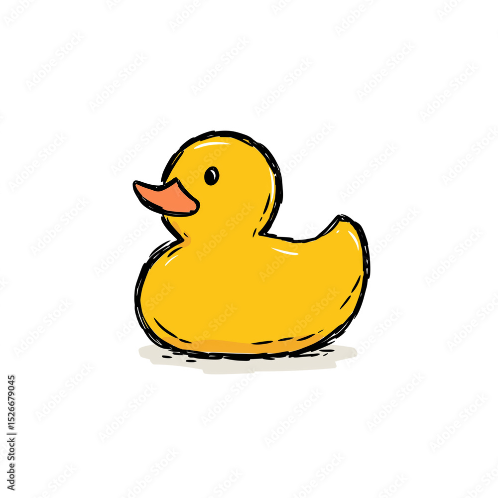 Cute yellow rubber duck illustration isolated on white background Cute yellow rubber duck illustration isolated on white background