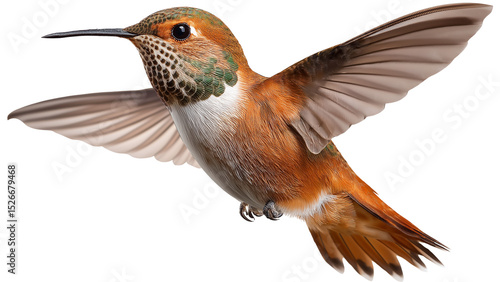 Hovering Hummingbird with Wings Blurred in Motion on transparent background, real photo, stock photography, high resolution