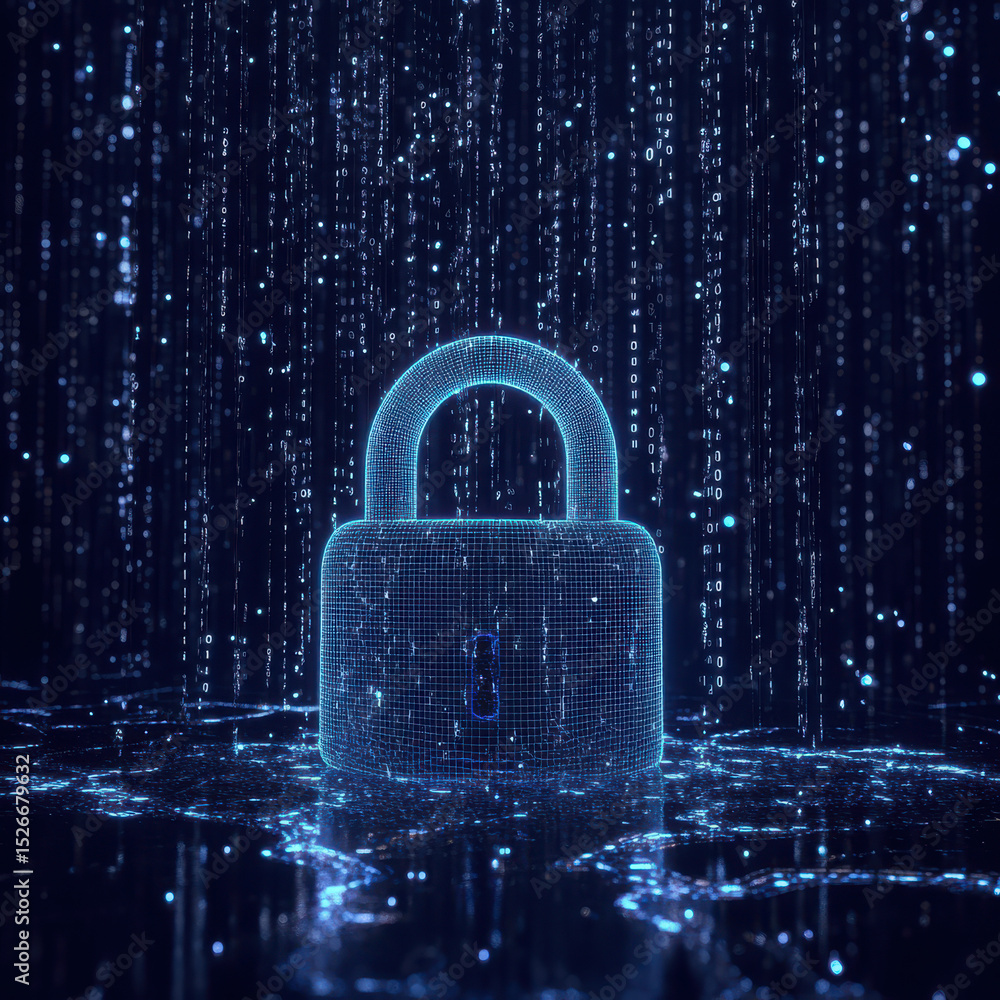 custom made wallpaper toronto digitalThe lock is centered on a dark background filled with vertical binary code (ones and zeros) streaming down in a digital rain effect. . High quality photo