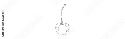 Cherry continuous one line drawing. Sweet cherry fruit.