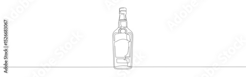Alcohol bottle continuous one line drawing. bar beverages isolated vector.