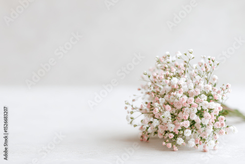 minimalist of wedding bouquet on clean light background