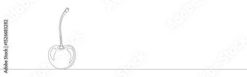 Cherry continuous one line drawing. Sweet cherry fruit.